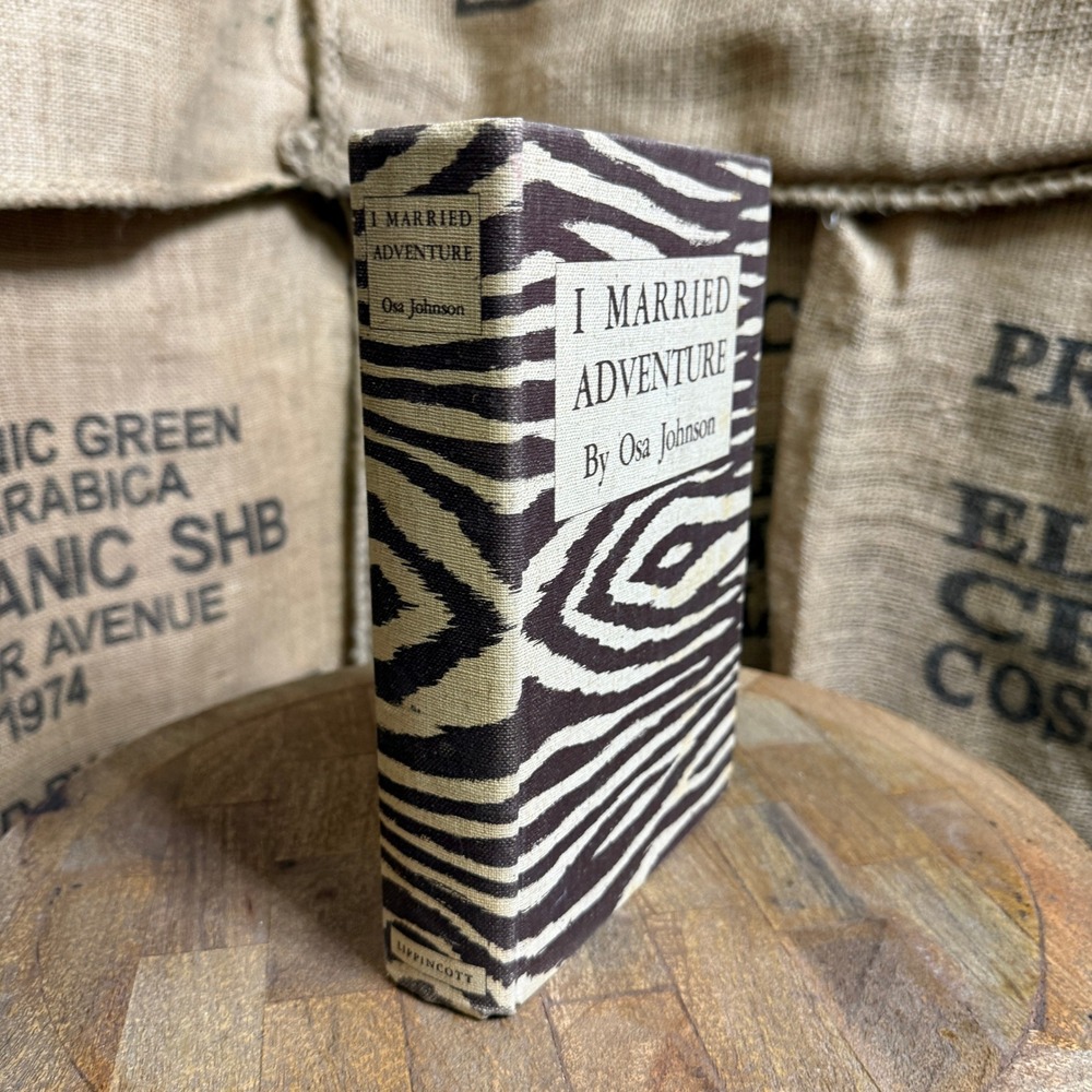 I Married Adventure Osa Johnson 1940 Zebra Striped Cloth Vintage Safari Book - Picture 7 of 7